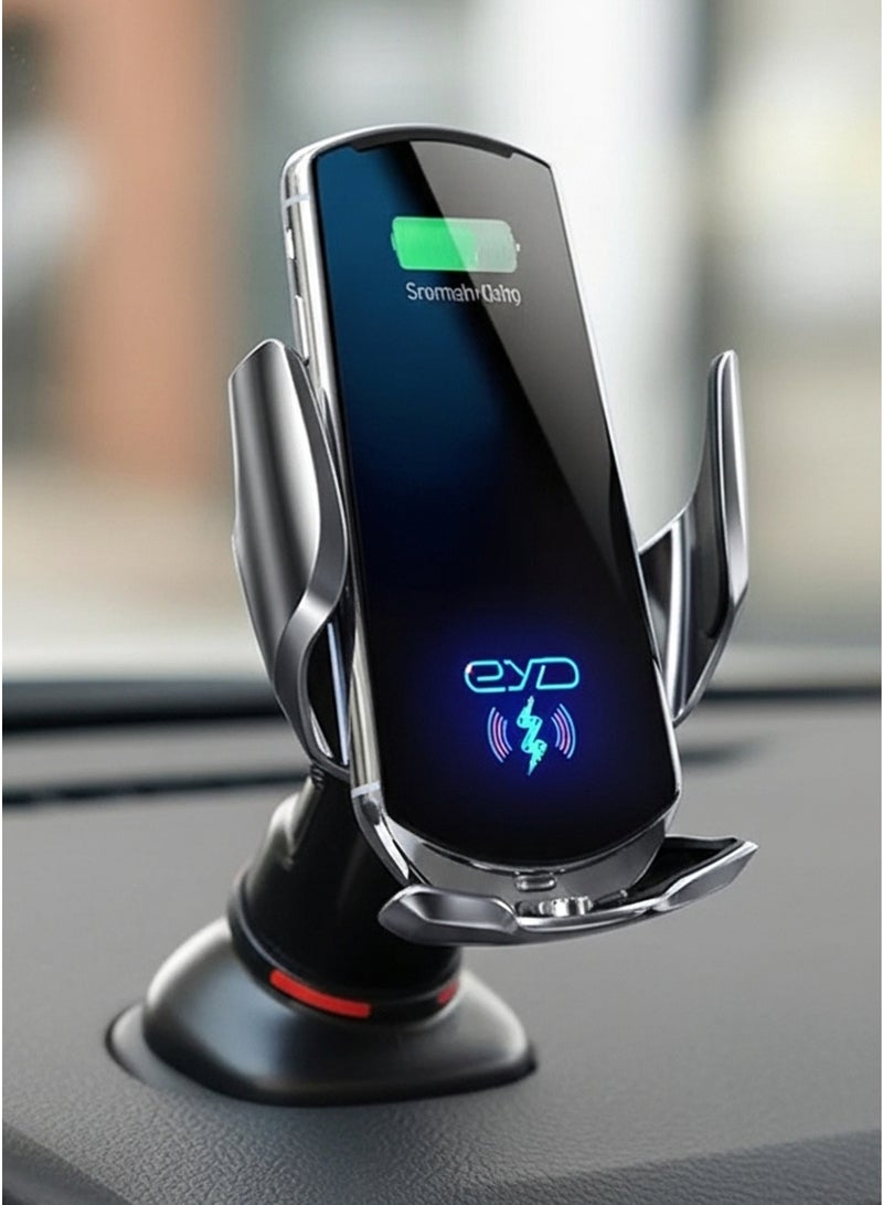 eyda Wireless Car Charger Automotive Electric Induction 15W Wireless Charger Car Vent Mount Bracket Fast Charging Auto Car Phone Holder Mount Air Vent Phone Holder Black - Image 3