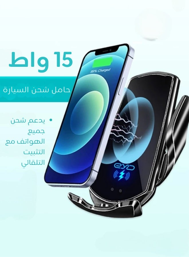 General Wireless Car Charger Automotive Electric Induction 15W Wireless Charger Car Vent Mount Bracket Fast Charging Auto Car Phone Holder Mount Air Vent Phone Holder Black  - Image 5