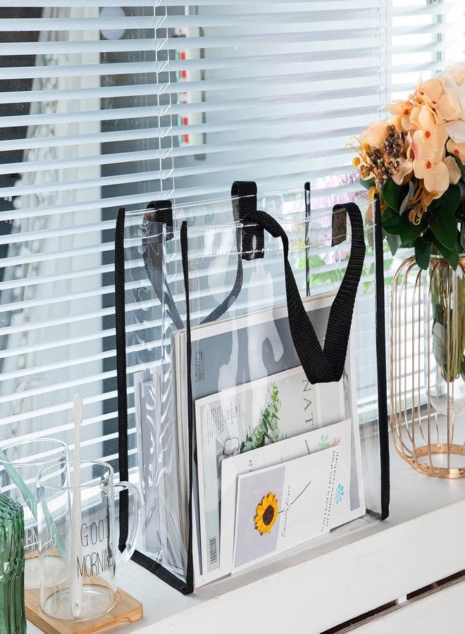 ECHSRT حقيبة تسوق شفافة مزودة بأحزمة معززة وإغلاق بسحاب - حقيبة تسوق معتمدة من الفينيل PVC للاستخدام في الملاعب، مناسبة للعمل والمدرسة والنادي الرياضي والشاطئ والفعاليات (حقيبة تسوق مفتوحة، أسود، 3) - Image 4