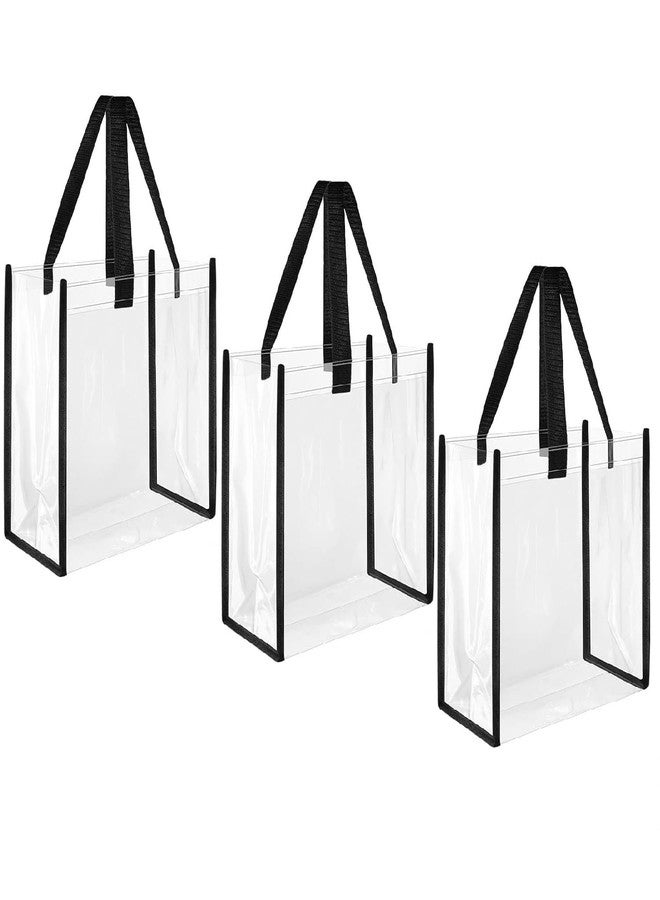 ECHSRT حقيبة تسوق شفافة مزودة بأحزمة معززة وإغلاق بسحاب - حقيبة تسوق معتمدة من الفينيل PVC للاستخدام في الملاعب، مناسبة للعمل والمدرسة والنادي الرياضي والشاطئ والفعاليات (حقيبة تسوق مفتوحة، أسود، 3) - Image 1