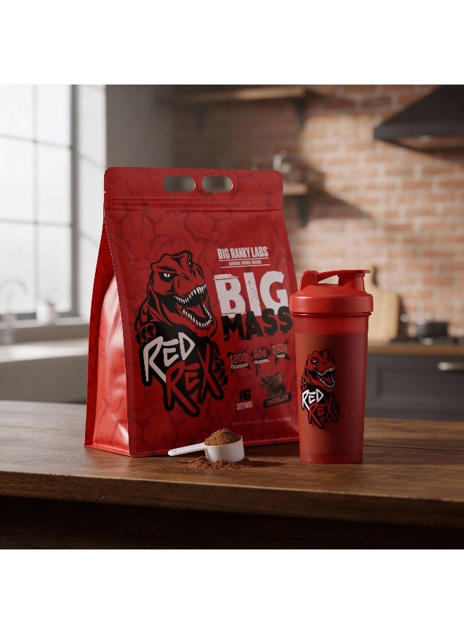 RED REX Big Mass Gainer Powder - Chocolate Flavor - 6lb (2.72kg) - for Muscle Growth & Recovery - Image 2