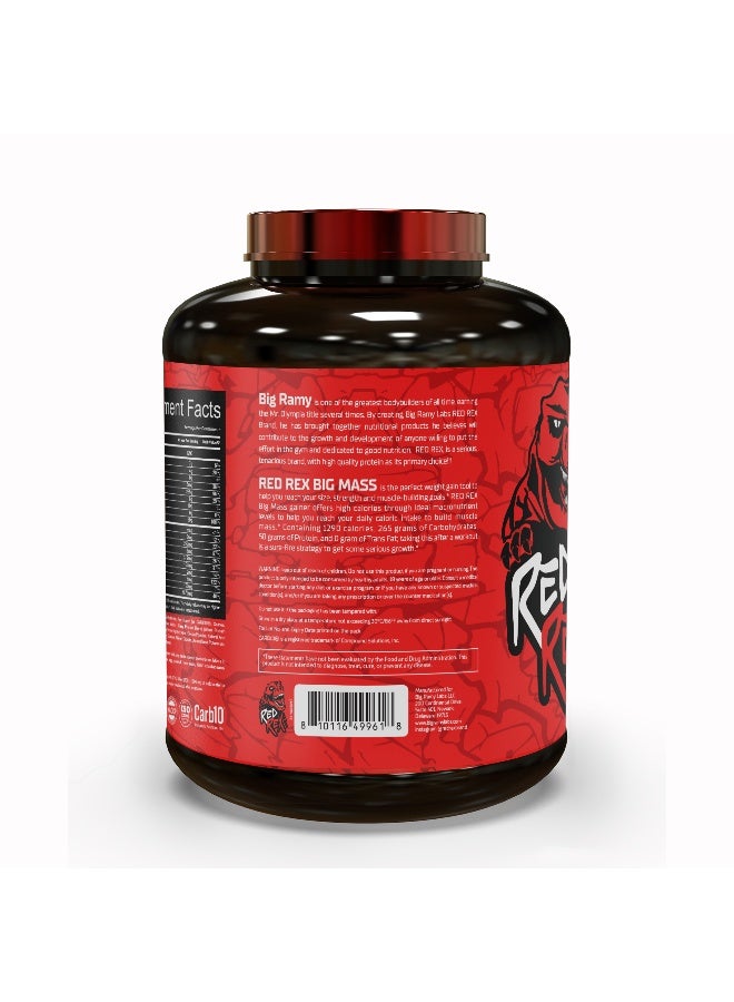 RED REX Big Mass Gainer Powder - Chocolate Flavor - 6lb (2.72kg) - for Muscle Growth & Recovery - Image 2