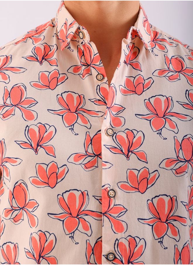 The Indian Garage Co Men Regular Fit Floral Printed Full Sleeves Cutaway Collar Casual Shirt  - Image 5