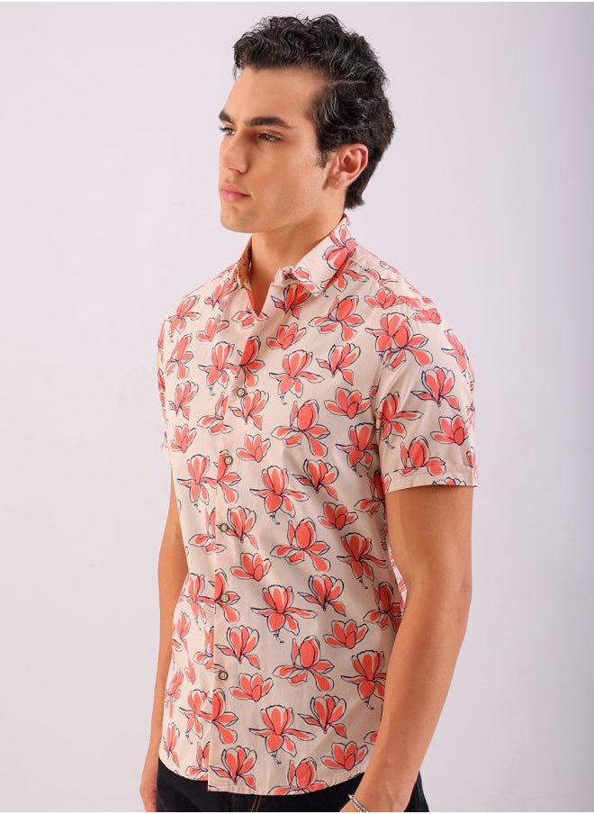 The Indian Garage Co Men Regular Fit Floral Printed Full Sleeves Cutaway Collar Casual Shirt  - Image 4