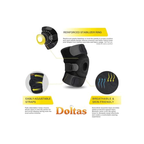 DOLTAS Open Patella Premium Knee Brace with Gel for Knee Pain Men & Women | Enhanced Support for Ligament Tear, Arthritis, Adjustable Bi-Directional Straps, Joint Pain Relief |Universal (Pack of 1) - Image 4