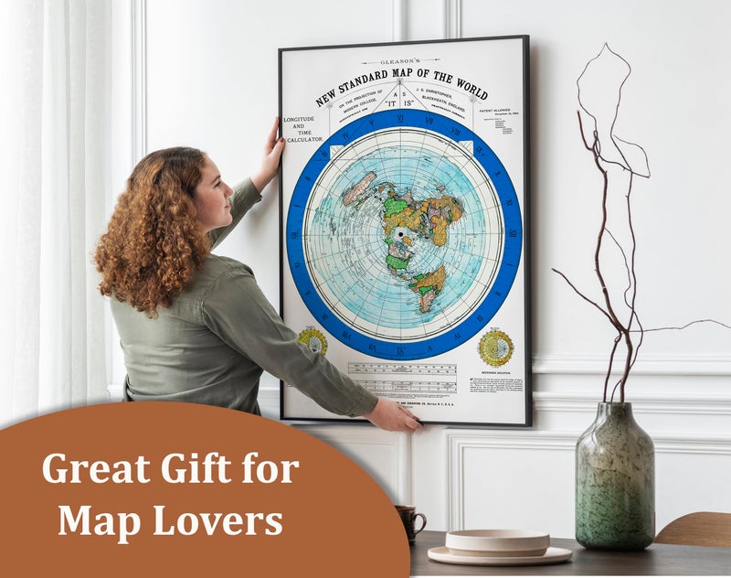 ArtCantHurtU Flat Earth Map of the World - 1892 Alexander Gleason Map -24x36 inches- Wall Art Poster Print DÃ©cor Gift - Circular Plane - Longitude and Time - Polar Azimuthal Projection - Flat Earthers - Unframed Home School Gift Decor - Image 5