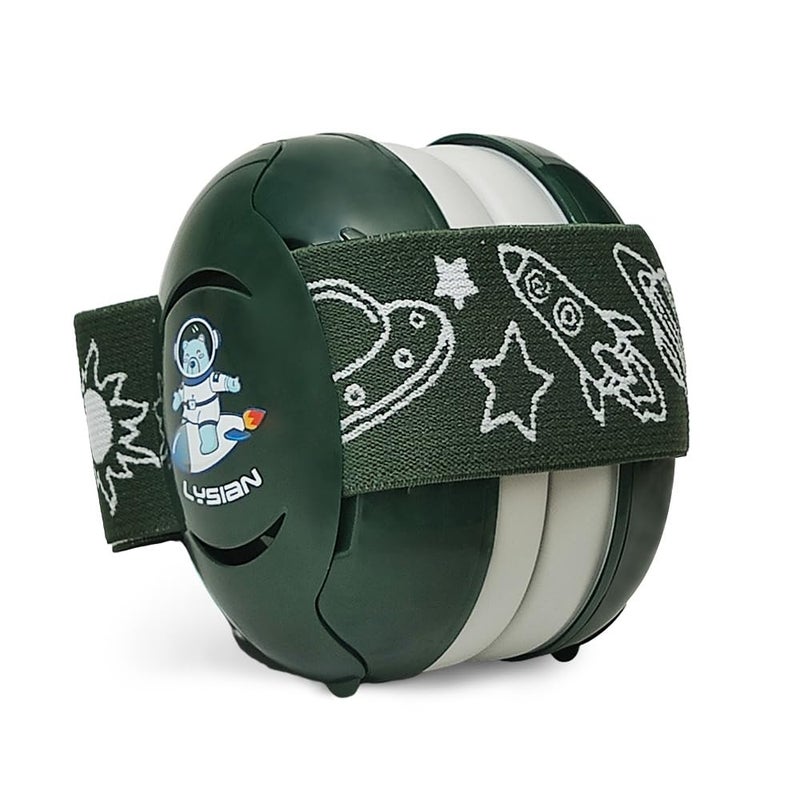 LYSIAN Baby Noise Reduction Earmuffs Noise Cancelling Headphones for Infants and Kids Perfect for Travel Airplanes Concerts Fireworks 25dB Sound Block Dark Green