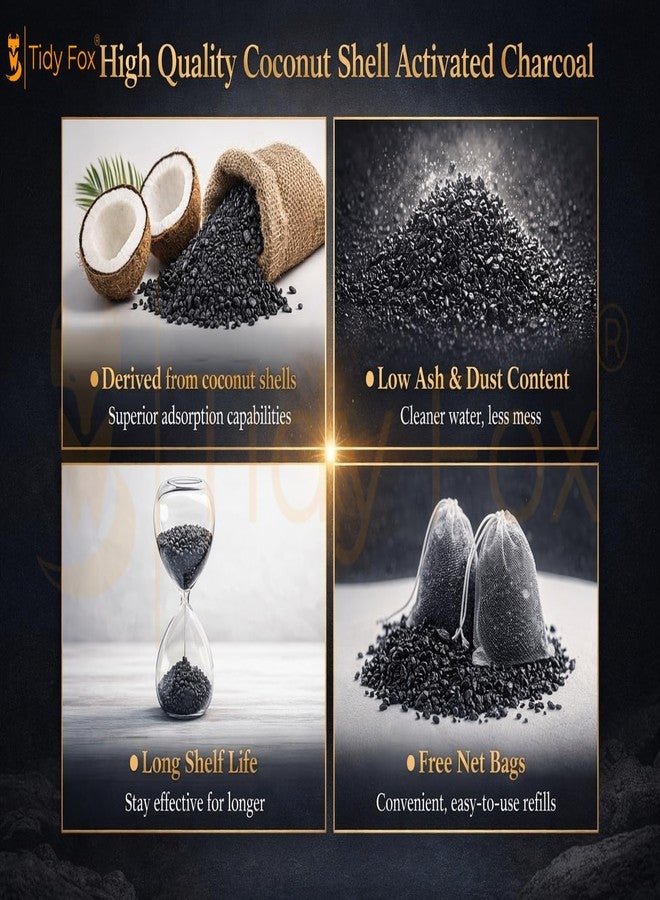 Tidy Fox Activated Carbon for Aquarium - Premium Coconut Shell Granules (250 gm), Free Net Bag - Image 2