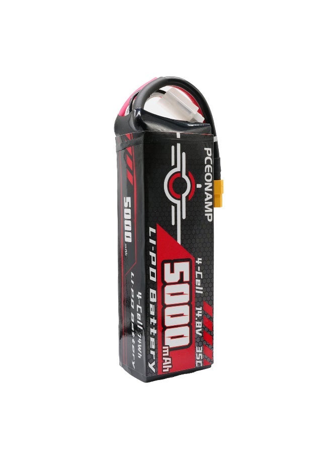 4S ليبو بطارية 5000mAh 14.8V 35C مع XT60 بوس قابل لإعادة الشحن عالية القدرة بطارية طائرة RC حالة ناعمة مناسبة لمروحية RC ، EDF ، طائرة عالية السرعة