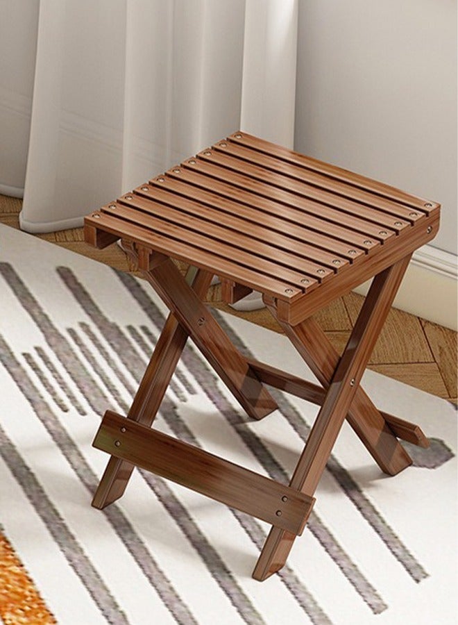 Solerconm Foldable Step Stool Chair – Compact Outdoor & Indoor Folding Stool, Lightweight Camping Seat, Brown Color, 28×28×40cm  - Image 2