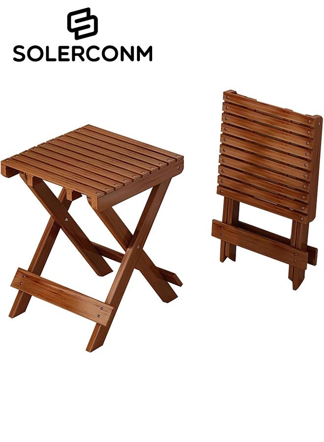 Solerconm Foldable Step Stool Chair – Compact Outdoor & Indoor Folding Stool, Lightweight Camping Seat, Brown Color, 28×28×40cm  - Image 1