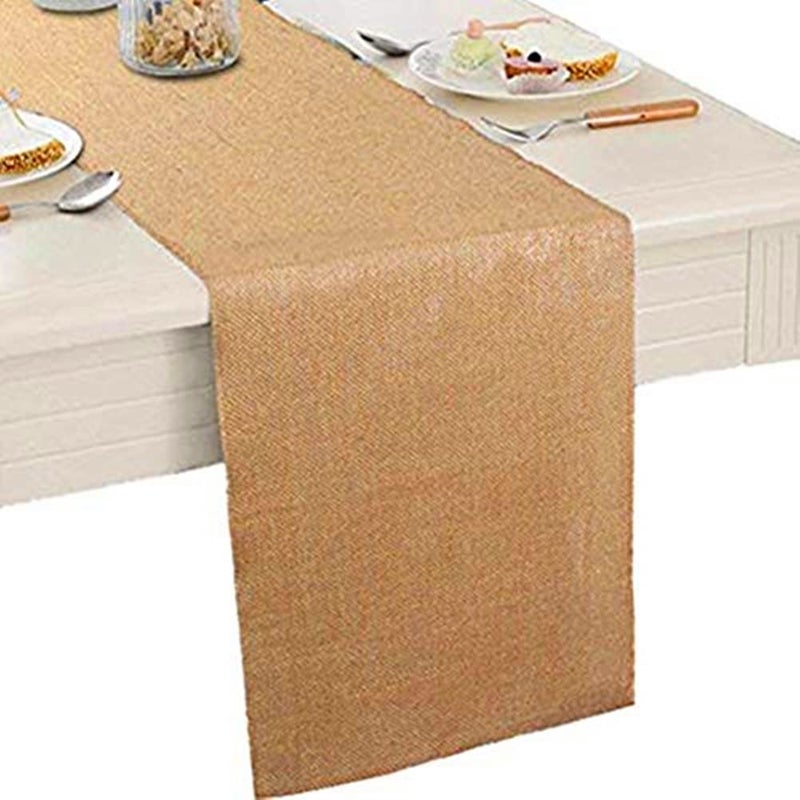 OZXCHIXU TM 12 X 108 Natural Hessian Table Runners Rustic Burlap Wedding Jute Party Decor Bunting