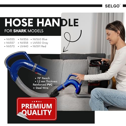 Selgo Upgraded Replacement Hose Handle - Premium Quality Shark OEM Vacuum Cleaner Hose Handle - Shark Navigator Rotator Lift-Away Upright for NV360 Series (Blue) - Image 2