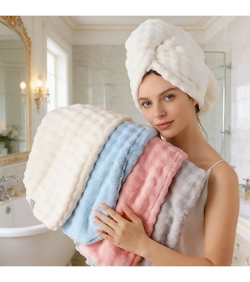 Light Blue Super Absorbent Wide Tail Hair Cap For Quick Drying Thickened - Image 1