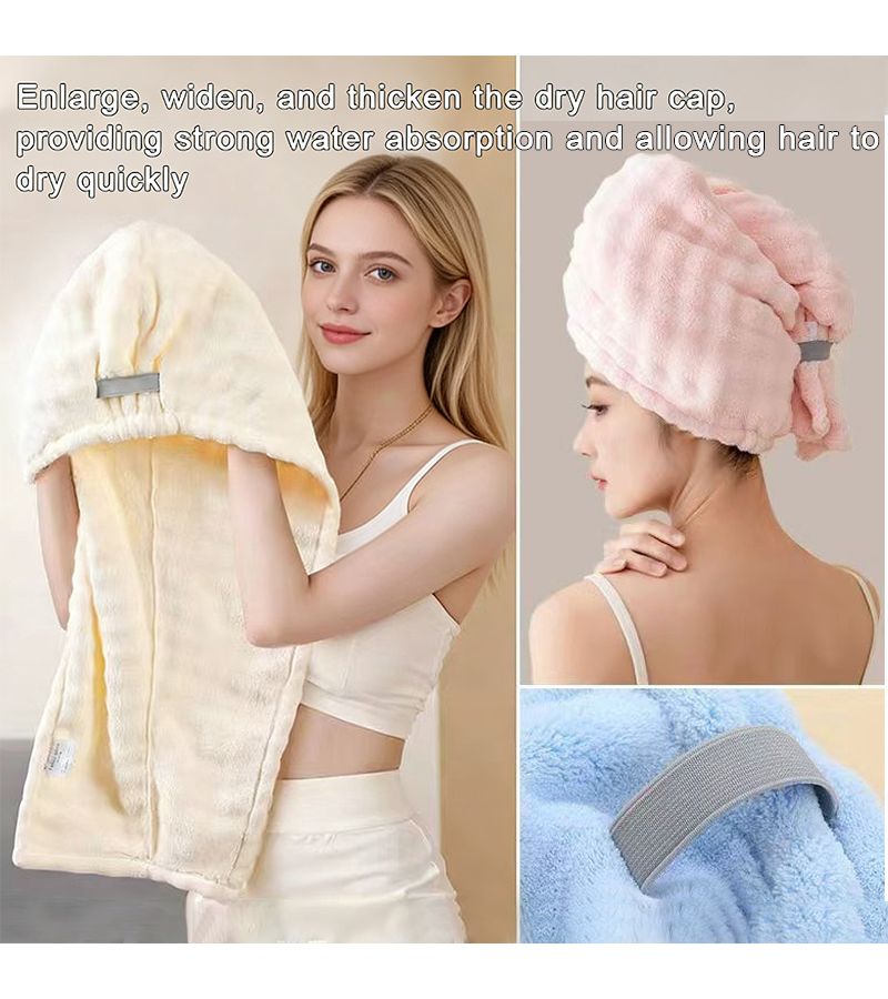Light Blue Super Absorbent Wide Tail Hair Cap For Quick Drying Thickened - Image 4