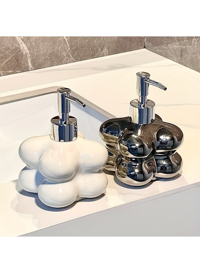 FUKE High-End Matte Ceramic Soap Dispenser Bottle for Modern Bathroom Decor and Home Vanity Use Ideal Beauty Skincare Storage Solution in Public Restrooms & Hotel Guest Rooms, Bathroom Liquid Container, Hand Soap Dispenser, Hotel Soap Dispenser - Image 2