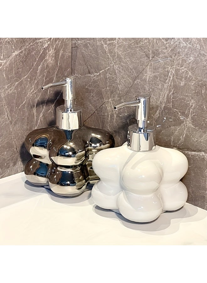 FUKE High-End Matte Ceramic Soap Dispenser Bottle for Modern Bathroom Decor and Home Vanity Use Ideal Beauty Skincare Storage Solution in Public Restrooms & Hotel Guest Rooms, Bathroom Liquid Container, Hand Soap Dispenser, Hotel Soap Dispenser - Image 4