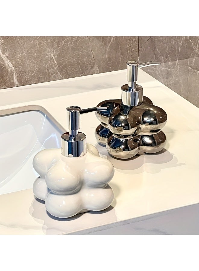 FUKE High-End Matte Ceramic Soap Dispenser Bottle for Modern Bathroom Decor and Home Vanity Use Ideal Beauty Skincare Storage Solution in Public Restrooms & Hotel Guest Rooms, Bathroom Liquid Container, Hand Soap Dispenser, Hotel Soap Dispenser - Image 5