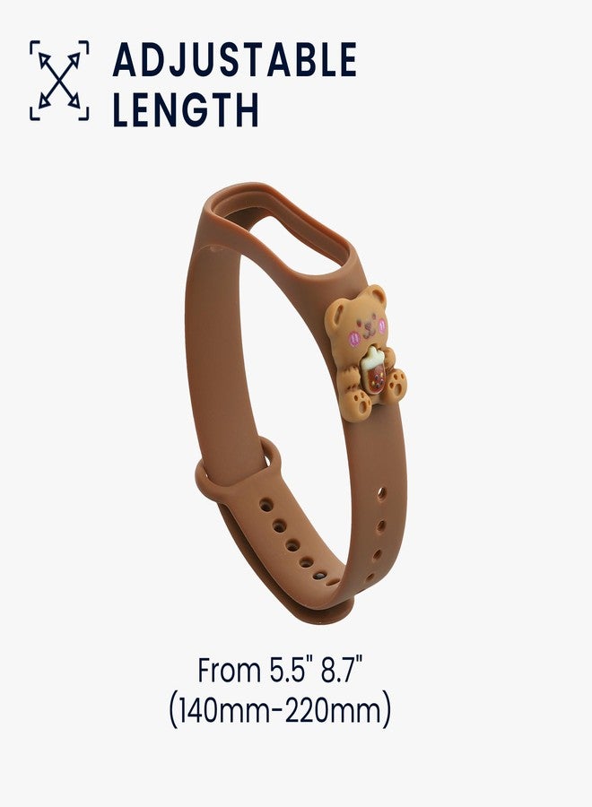 kwmobile Silicone TPU Band Compatible with Xiaomi Mi Band 4 / Mi Band 3 Wristband - Little Bear Brown/White - Image 4