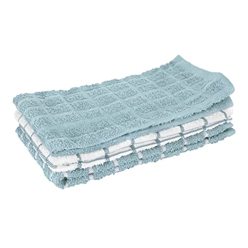 Ritz Premium 100 Cotton Terry Check Kitchen Dish Towels  Highly Absorbent Super Soft LongLasting 25x15 3Pack Dew