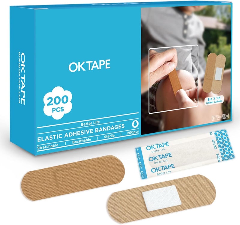 OK TAPE لاصق قماش OK TAPE لضمادات الجروح 1 × 3 200 قطعة معقمة مرنة للضمادات بالجملة خالية من اللاتكس لوازم الإسعافات الأولية والعناية بالجروح - Image 1