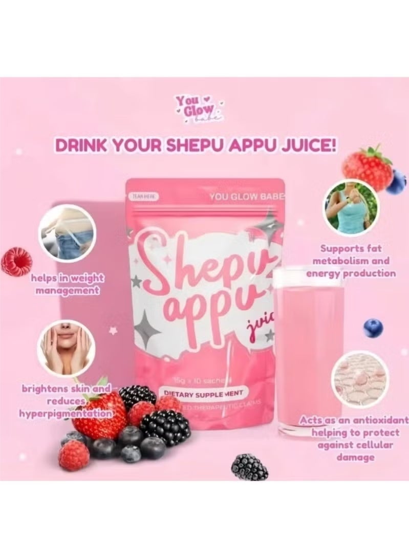 You Glow Babe Shepu Appu Juice Powder – 3 Packs (15g x 10 Sachets Each) | Refreshing Herbal Drink Mix - Image 2