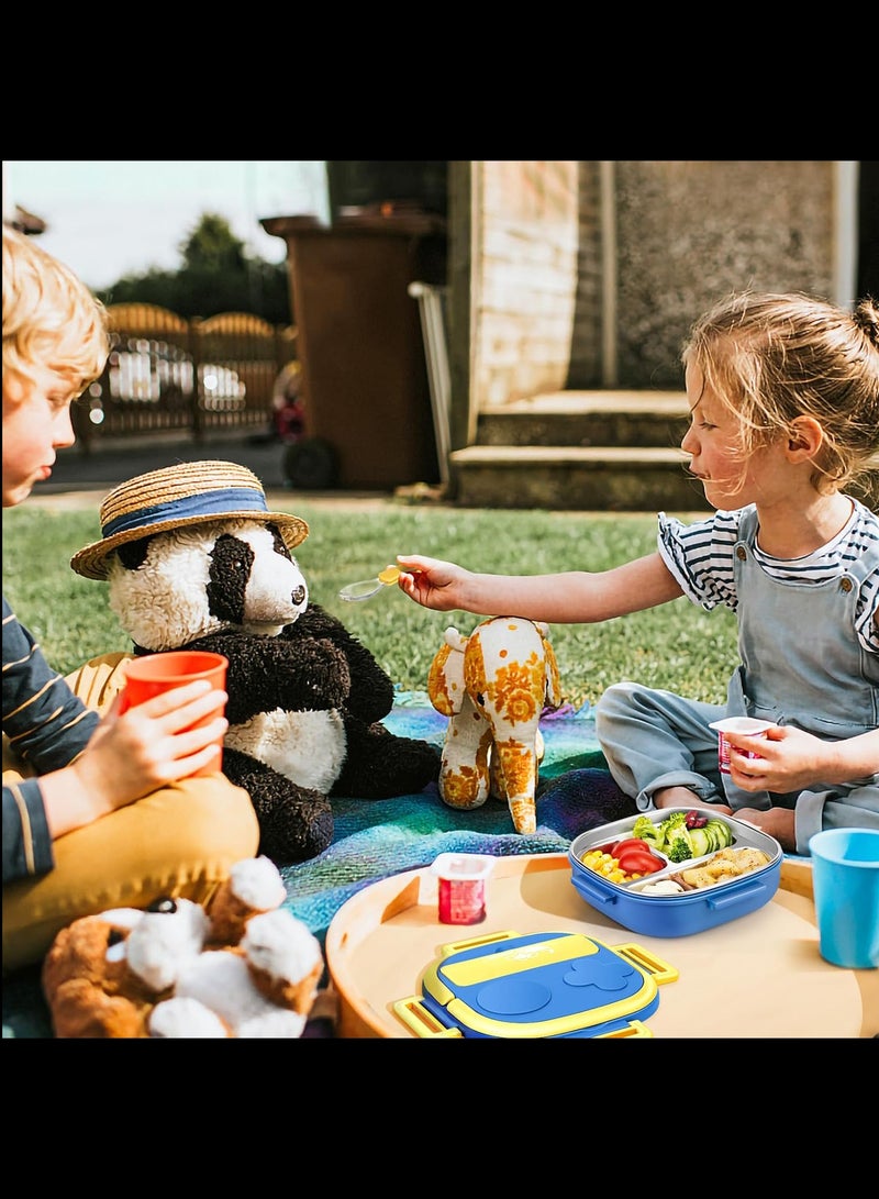 Tedemei Bento Box for Kids -3-Compartment Stainless Steel  Design - Complete Lunch Set with Portable Cutlery - Ideal for Children Aged 10 & Under - Dishwasher Safe & BPA-Free,Blue  - Image 3