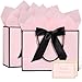 JMANNI Medium Gift Bags with Tissue Paper 2Pcs Gift Bags Medium Size with Handle and Bow Ribbon for Valentines Day BirthdayWeddings Mothers Day Special Occasion 11x787x4BlackPink - Image 1