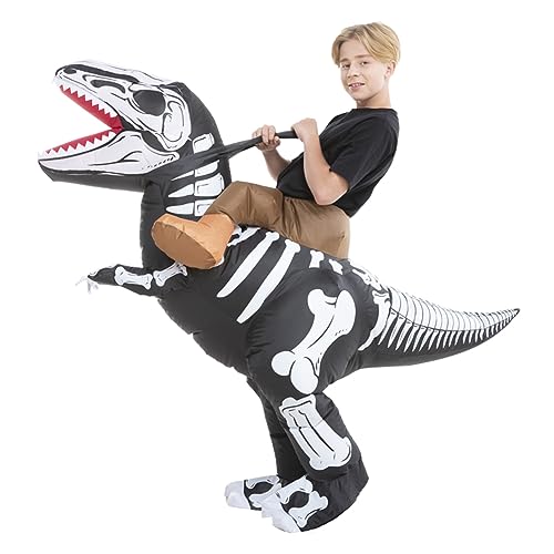 HSCTEK Inflatable Skeleton Dinosaur Costume Kids Boys Girls, Inflatable Blow Up Costume Riding Trex Dinosaur Costume Child, Inflatable Ride On Dinosaur Halloween Costume Children - Image 3