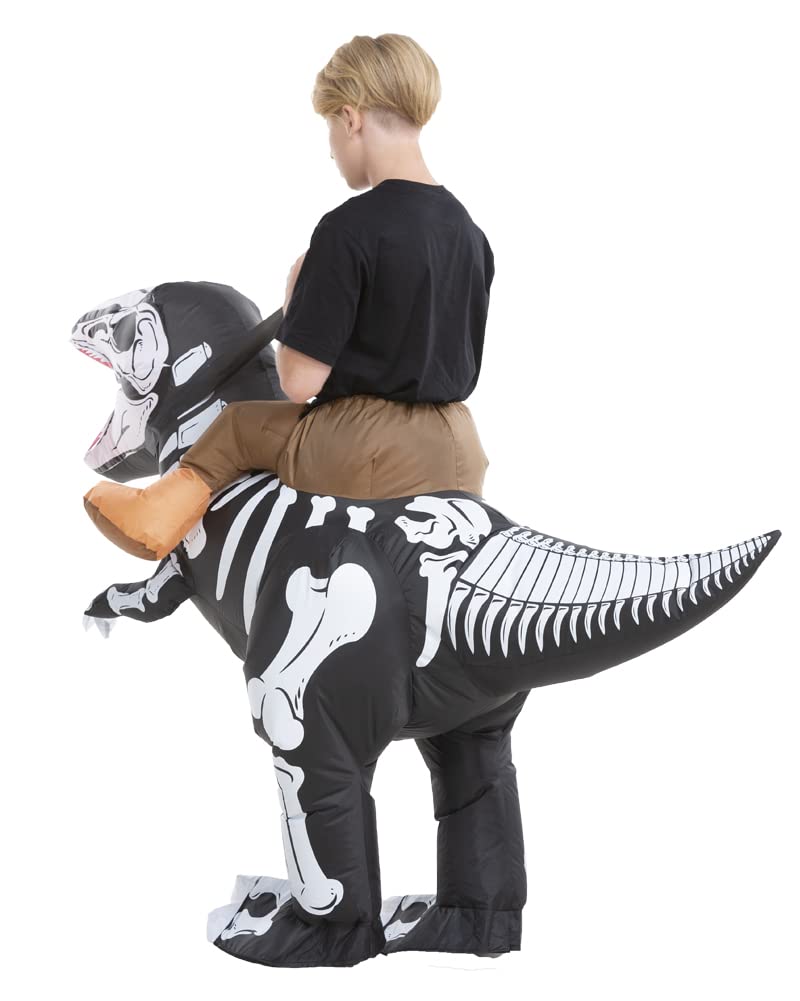 HSCTEK Inflatable Skeleton Dinosaur Costume Kids Boys Girls, Inflatable Blow Up Costume Riding Trex Dinosaur Costume Child, Inflatable Ride On Dinosaur Halloween Costume Children - Image 4