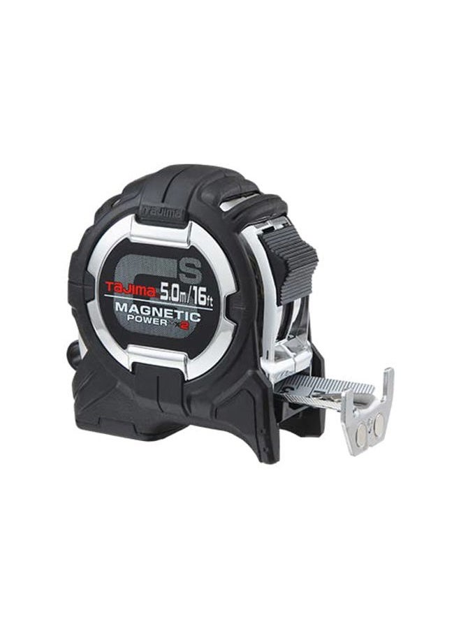TAJIMA GS-Lock Tape Measure - 16ft/5m x 1in Tape Measure with Compatible Clip & Dual Magnetic Power - GS-SC16/5MBW - Image 1
