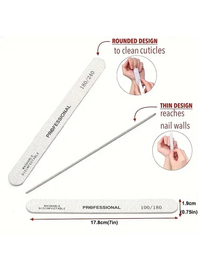 100 Pcs 100 180 Grit Nail Polishing Files Double Sided Sanding Strips Manicure Pedicure Tool - Image 5