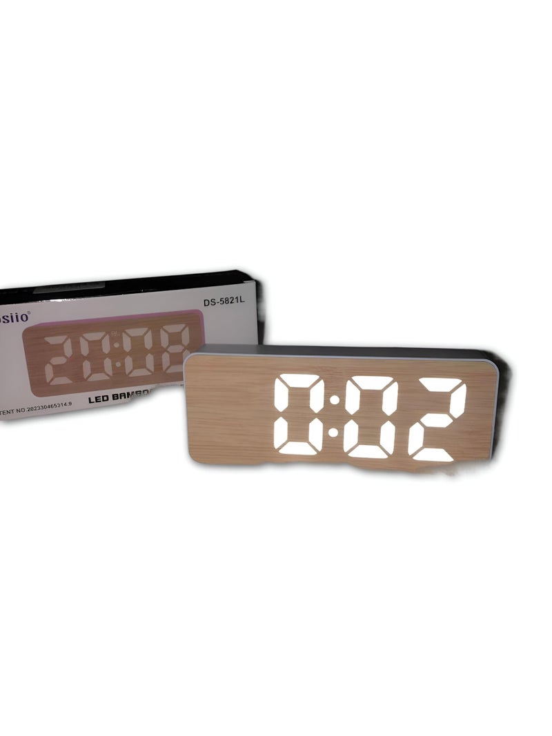 Elegant Wooden Alarm Clocks - Large Numbers, Dimmable Brightness, Loud Sound, Heavy Sleepers Friendly with Volume Control, Ideal for Bedrooms and Gifting Occasions - Image 1