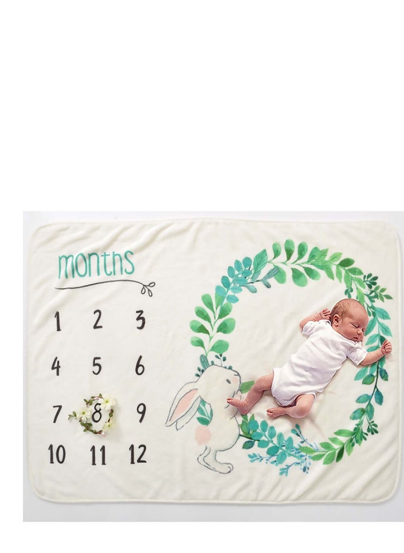 Y&D Monthly Blanket, Newborn Baby Picture Photography Background Blanket Extra Soft Chart with Month Marker, for Boy Girl Mom Shower Gifts  - Image 1
