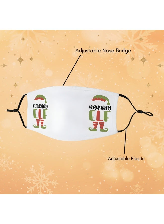 PRINTSHOP4ME Christmas Elf-Themed Washable Face Mask for Adults – Soft, Adjustable, and Reusable Holiday Print Mask - Image 2