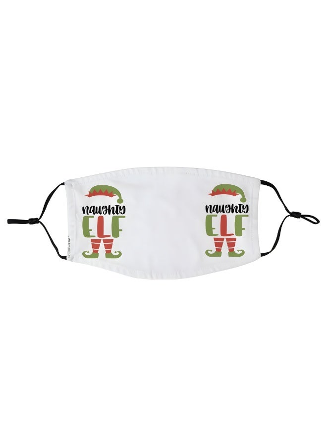 PRINTSHOP4ME Christmas Elf-Themed Washable Face Mask for Adults – Soft, Adjustable, and Reusable Holiday Print Mask - Image 1