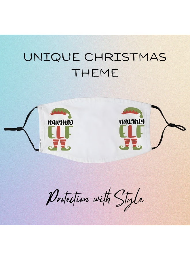 PRINTSHOP4ME Christmas Elf-Themed Washable Face Mask for Adults – Soft, Adjustable, and Reusable Holiday Print Mask - Image 4