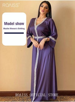 Women Luxury V-neck Rhinestone Robe Maxi Dresses Exclusive Styles Modern Stylish Abaya Middle East Arabic Banquet Wedding Party Dress Women's Festival Clothing Purple - pzsku/Z6345D1B15CDCCD00D2F6Z/45/_/1667021348/7a872748-a85d-45be-88ec-ebee2d2acc95