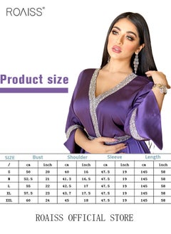 Women Luxury V-neck Rhinestone Robe Maxi Dresses Exclusive Styles Modern Stylish Abaya Middle East Arabic Banquet Wedding Party Dress Women's Festival Clothing Purple - pzsku/Z6345D1B15CDCCD00D2F6Z/45/_/1667021348/e7c7a62f-c095-4e71-ba60-df8e343bc758