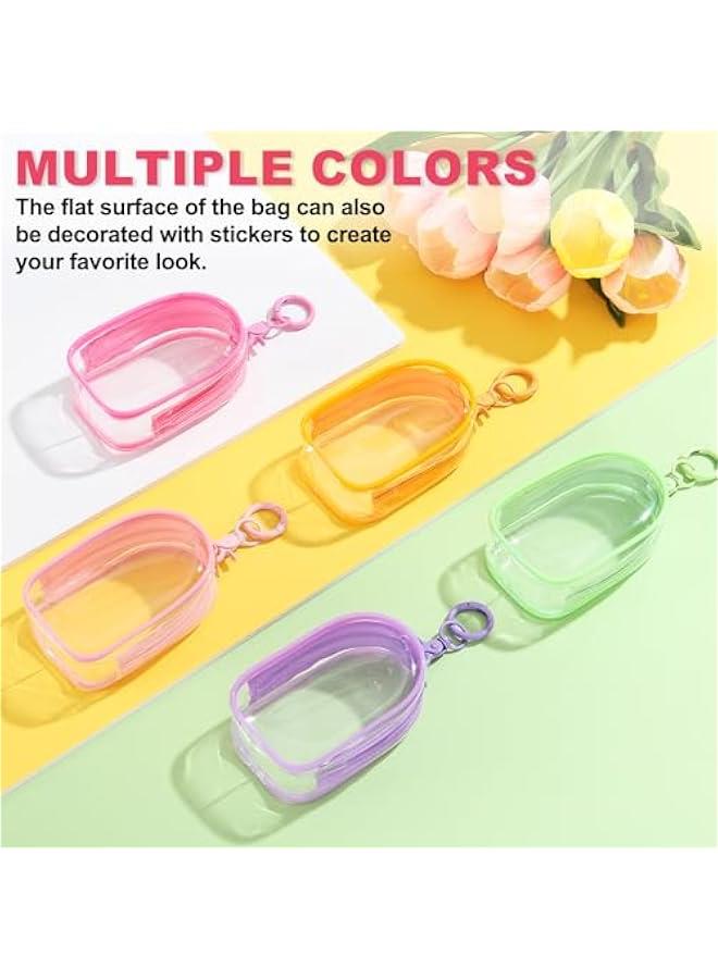 2 Pcs 3.94x2.36 Inch Clear Figure Display Bag with Keychain, PVC Portable Small Dolls Storage Bag, Zipper Closure Carrying Display Case Pouch for Collectibles (Cabin Pink)  - Image 4