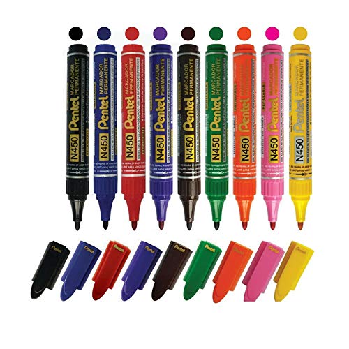 Pentel N450 Xtra Large Permanent Marker - Medium Bullet Tip (Multicolor Set of 9) by DTL Company - Image 5
