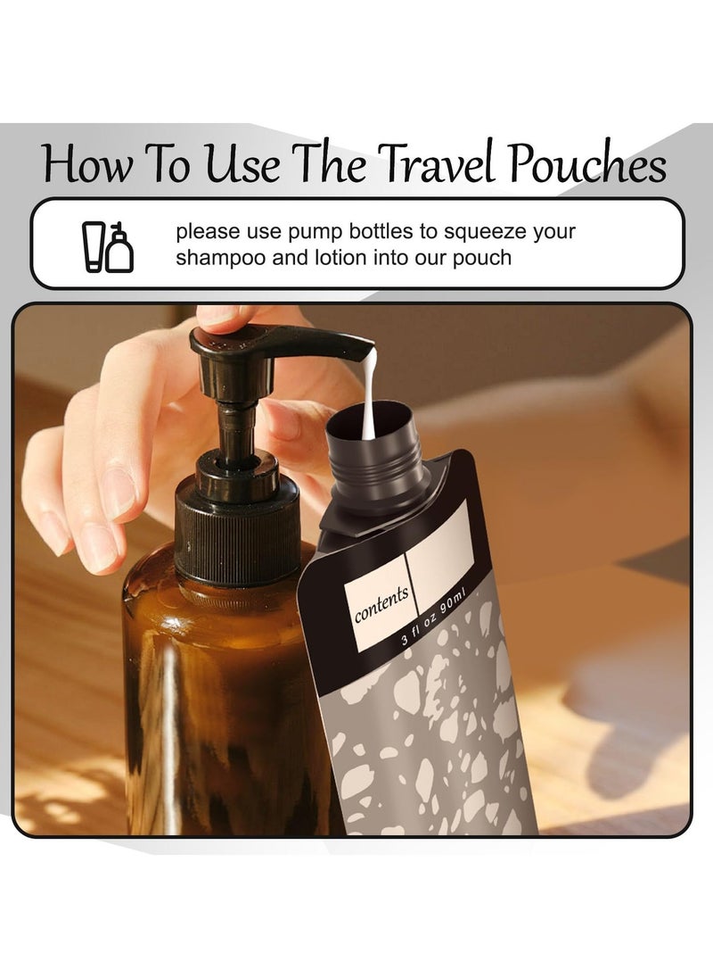 Generic 18 PCS Travel Refillable Empty Squeeze Pouch, Portable Liquid Packing Bags, Leakproof Cosmetic Containers Travel Lotion/Shampoo Stand-Up Bags Refillable Travel Toiletry Accessories, 3fl oz 90ml - Image 2