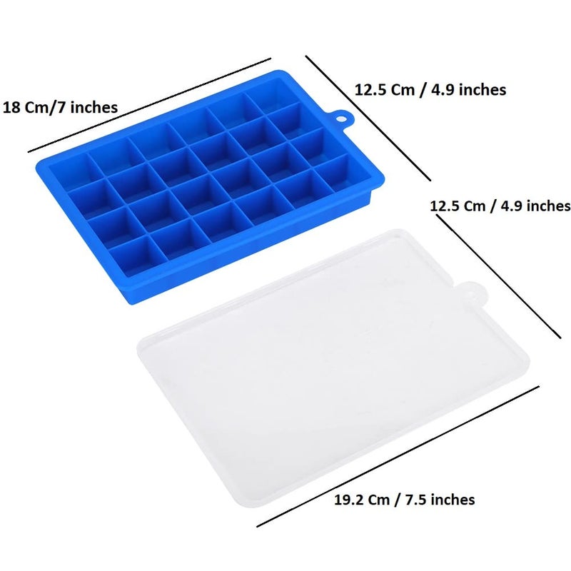 MoldBerry 24 Grid Ice Cube Trays Combo with Lid Flexible Square Silicone Ice Cube Mould for Freezer Whiskey Cocktails Kitchen Accessories Set of 3 Multi Color - Image 2