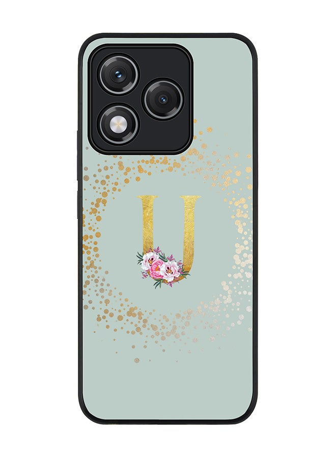 Stylizedd For Honor 400 Lite Case,Slim fit Camera Protection, Shockproof Thin Phone cover  - Custom Monogram Floral - U  (Light Grey )