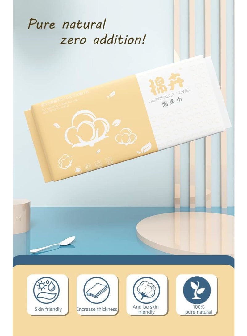 SYOSI Cotton Facial Dry Wipes, Disposable Face Towels for Cleansing and Makeup Removal, Soft Cotton Tissue for Skincare and Daily Use, 2 Packs - Image 2