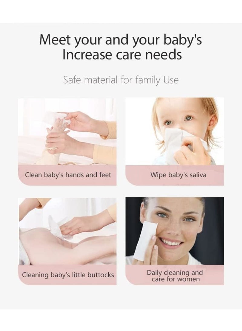 SYOSI Cotton Facial Dry Wipes, Disposable Face Towels for Cleansing and Makeup Removal, Soft Cotton Tissue for Skincare and Daily Use, 2 Packs - Image 3