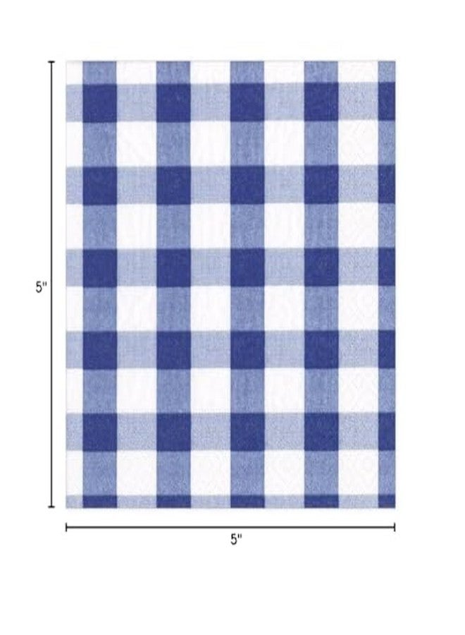 Caspari Gingham Paper Cocktail Napkins in Blue, 20 Per Package - Image 3