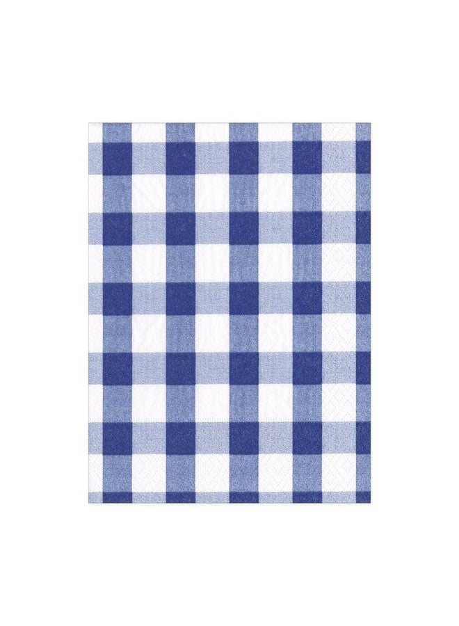 Caspari Gingham Paper Cocktail Napkins in Blue, 20 Per Package - Image 2