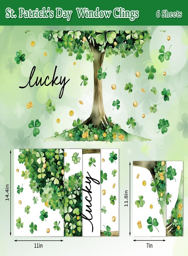 وولاين مجموعة ملصقات نوافذ عيد القديس باتريك من والين، 6 أوراق، ملصق نافذة كبير على شكل نفل محظوظ وشجرة شامروك خضراء، قابلة لإعادة الاستخدام، مضادة للتصادم، ديكور نوافذ، لوازم حفلات الأعياد الأيرلندية - Image 5