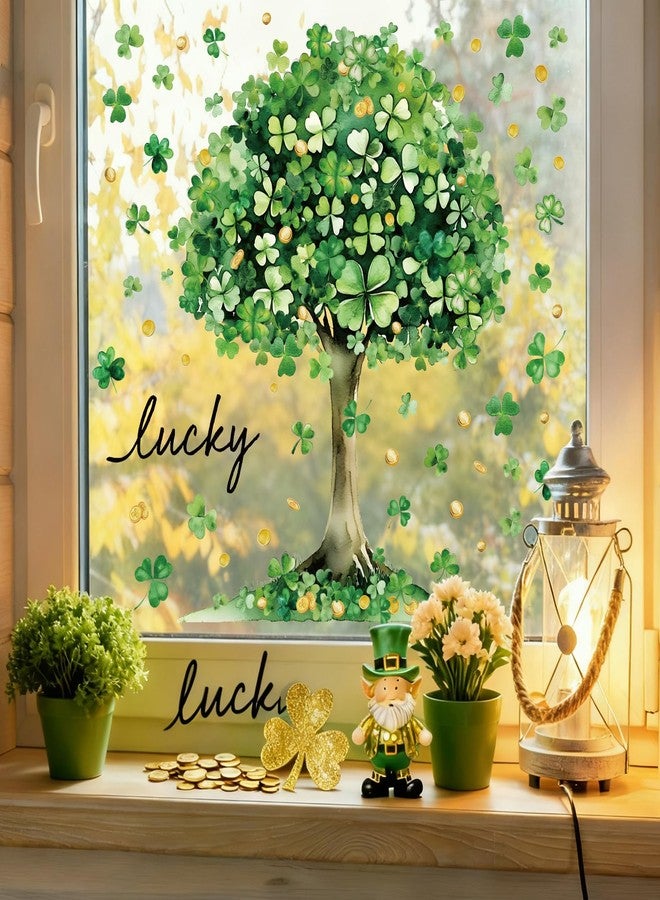 وولاين مجموعة ملصقات نوافذ عيد القديس باتريك من والين، 6 أوراق، ملصق نافذة كبير على شكل نفل محظوظ وشجرة شامروك خضراء، قابلة لإعادة الاستخدام، مضادة للتصادم، ديكور نوافذ، لوازم حفلات الأعياد الأيرلندية - Image 2